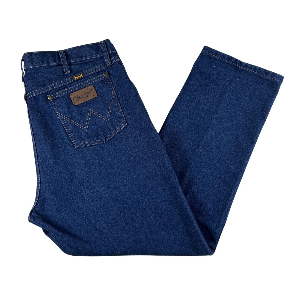 Wrangler Jeans Mens 40x30 Dark Wash Blue Regular Straight Denim Zip Fly 47MWZ